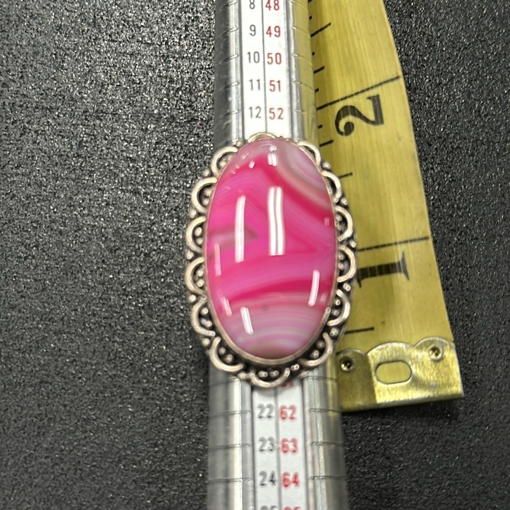 Pink Lace Gemstone, 925 Sterling Silver Ring size 8